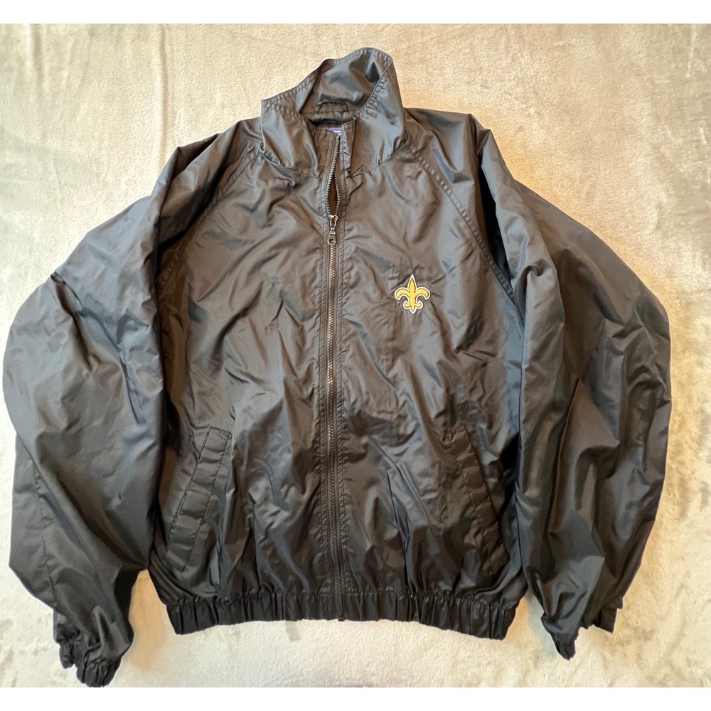 Logo Athletic Windbreaker Mens Medium Black New Orleans Saints NFL Jacket